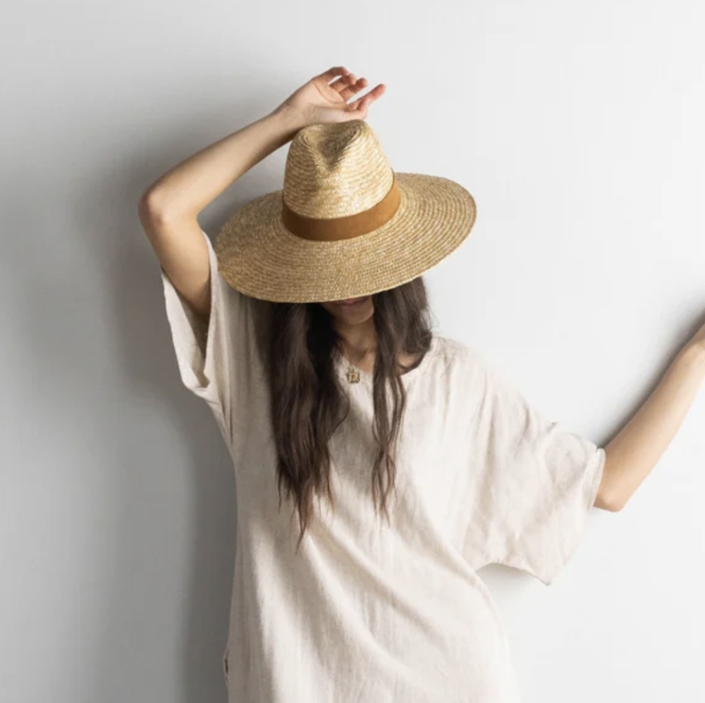 GIGI PIP Straw Sun Hat with Camel Band